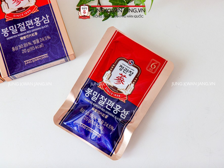 Hồng Sâm Lát Tẩm Mật Ong Jung Kwan Jang 20g x 12 gói | Jung Kwan Jang | Jungkwanjang.vn