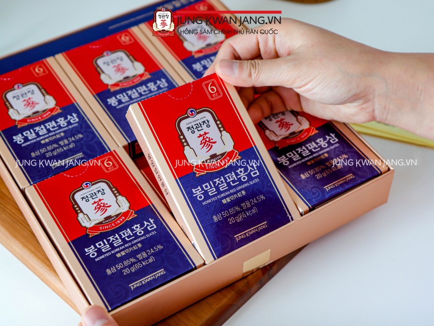 Hồng Sâm Lát Tẩm Mật Ong Jung Kwan Jang 20g x 12 gói | Jung Kwan Jang | Jungkwanjang.vn