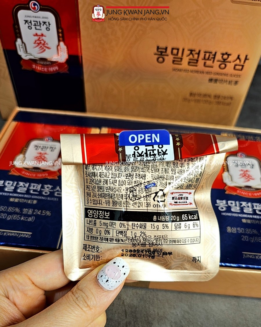 Hồng sâm lát tẩm mật ong Jung Kwan Jang 20g x 6 gói | Jung Kwan Jang | Jungkwanjang.vn
