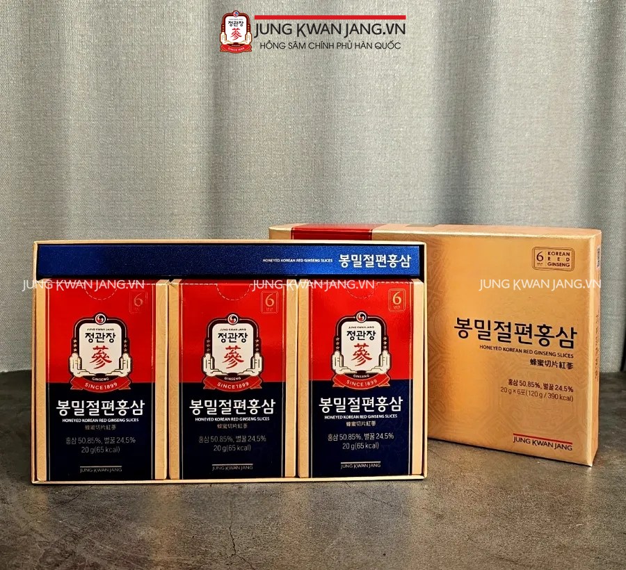 Hồng sâm lát tẩm mật ong Jung Kwan Jang 20g x 6 gói | Jung Kwan Jang | Jungkwanjang.vn