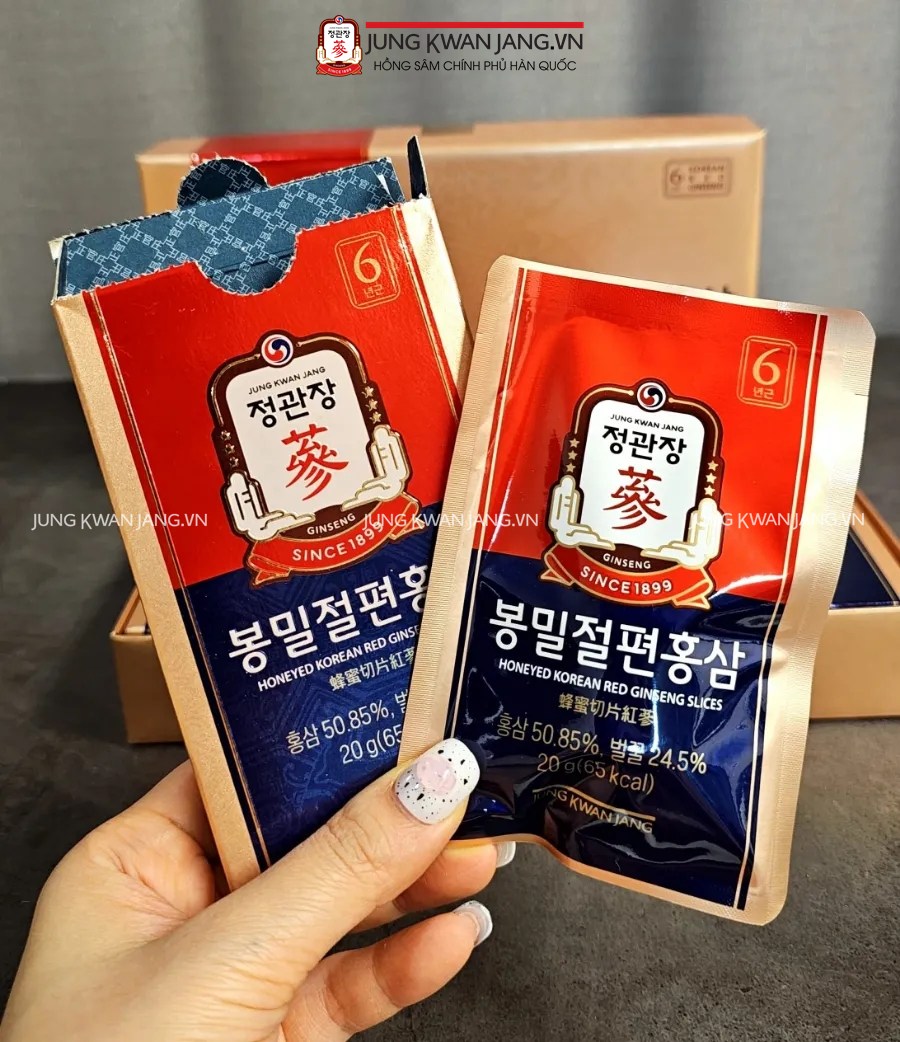 Hồng sâm lát tẩm mật ong Jung Kwan Jang 20g x 6 gói | Jung Kwan Jang | Jungkwanjang.vn