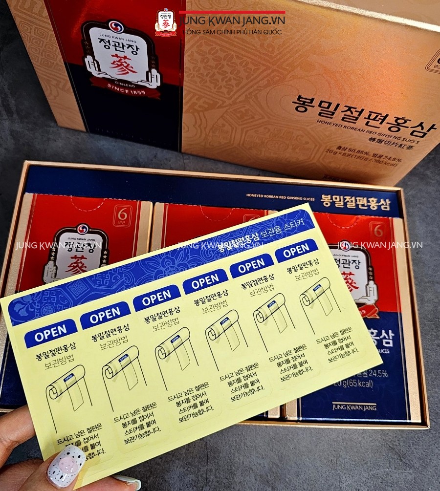 Hồng sâm lát tẩm mật ong Jung Kwan Jang 20g x 6 gói | Jung Kwan Jang | Jungkwanjang.vn